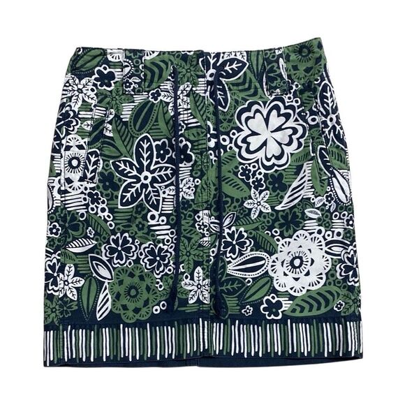 Ann Taylor Loft Petites Floral Green and Blue Mini Skirt Size 4P - Picture 1 of 13